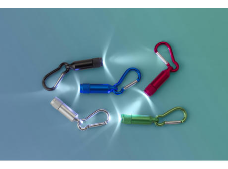 Mini-Taschenlampe aus Aluminium mit Karabiner Tracy bedrucken