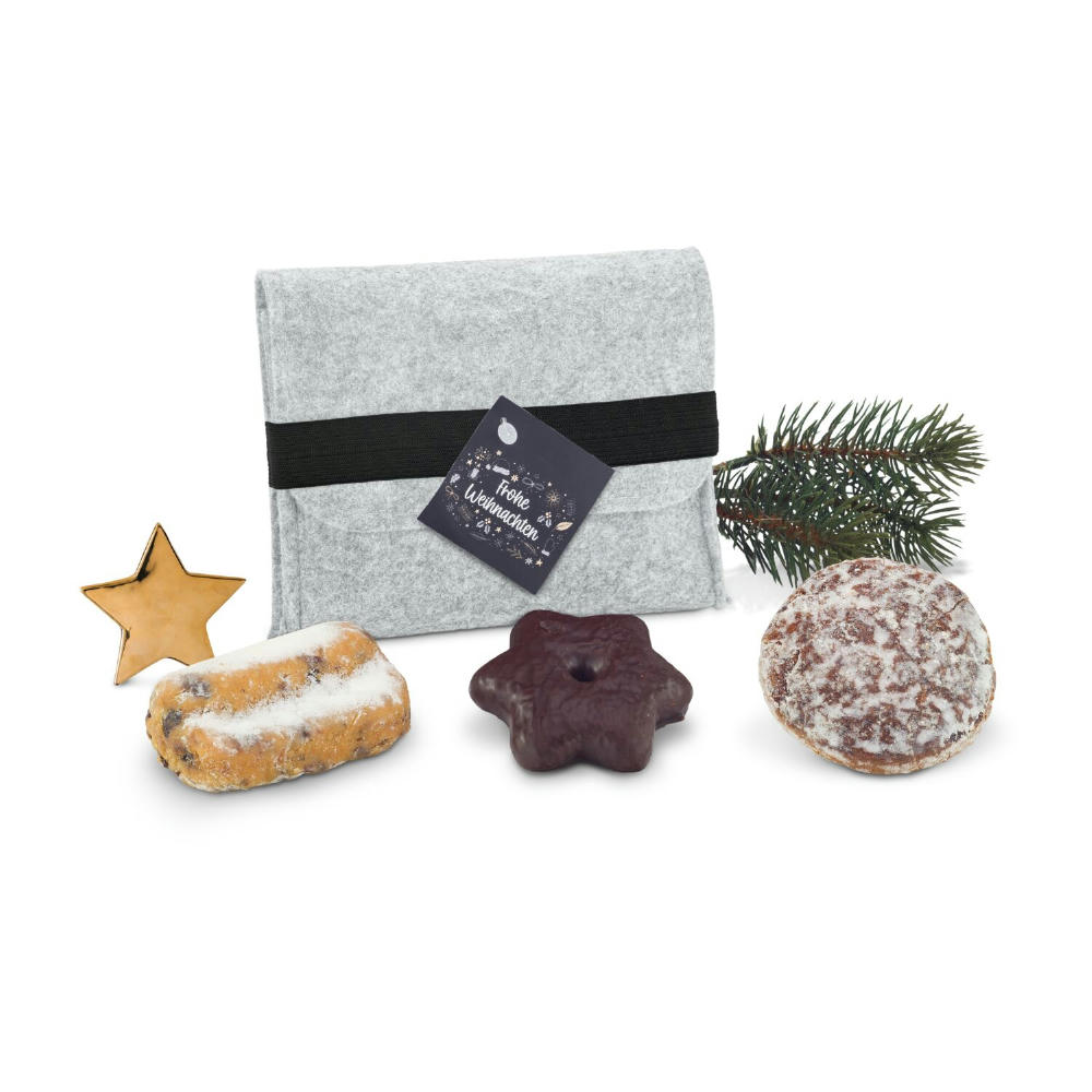 Product image Geschenkset / Präsenteset: Filztasche mit Gebäck Werbeartikel