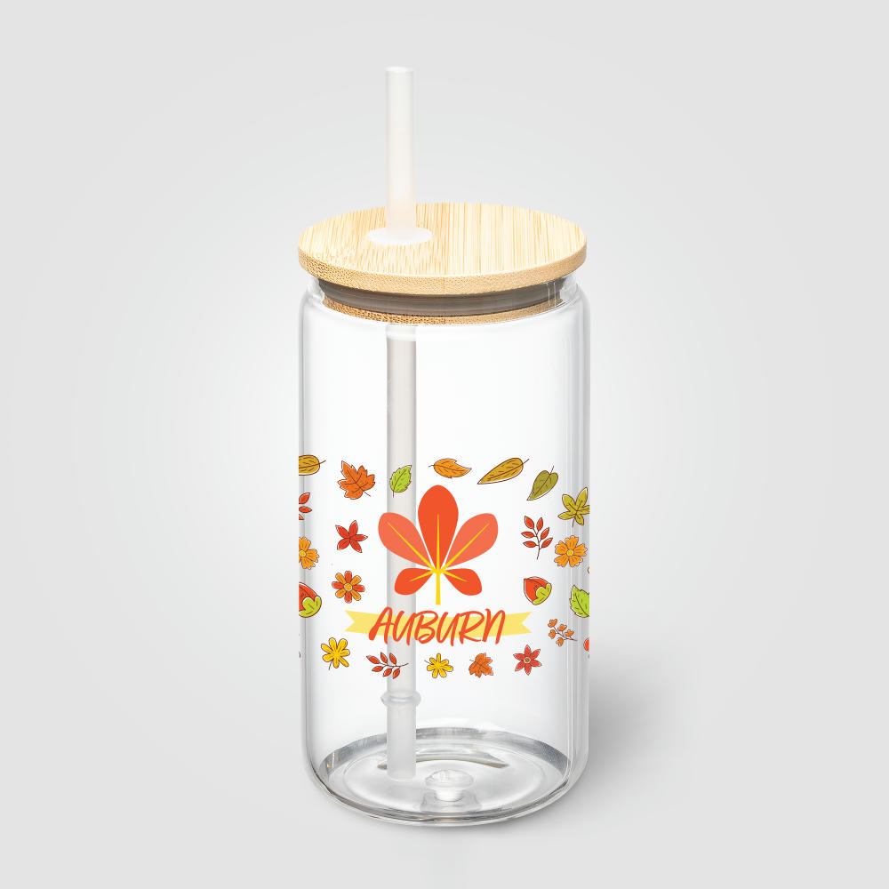 Cádiz Glasbecher mit Bambusdeckel - 500 ml Werbeartikel