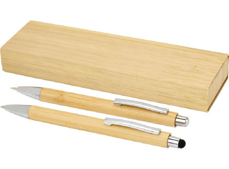 Product image Oblys Kugelschreiber und Druckbleistiftset aus Bambus (schwarze Mine) Werbeartikel
