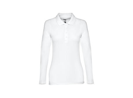 THC BERN WOMEN WH. Langärmeliges Poloshirt für Damen aus kardierter Baumwolle Werbeartikel