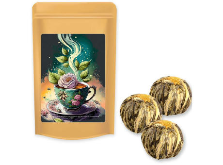 Grüner Tee China Marigold-Silvery-Stag, ca. 20g, Standbeutel Midi Werbeartikel