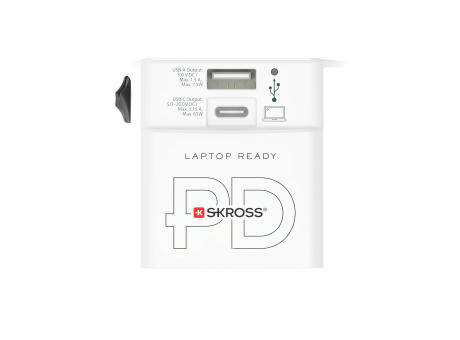 SKROSS World Travel Adapter MUV 65W PD mit USB-C-Kabel Werbeartikel