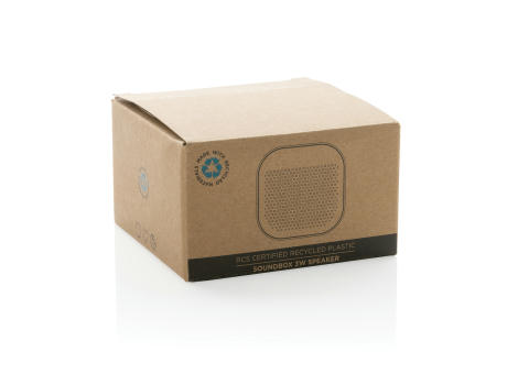Soundbox 3W Lautsprecher aus RCS recyceltem Kunststoff Werbeartikel
