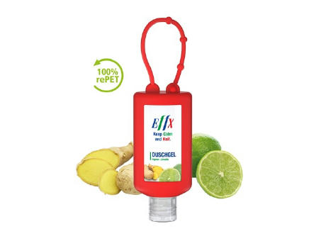 50 ml Bumper rot - Duschgel Ingwer-Limette - Body Label Werbeartikel