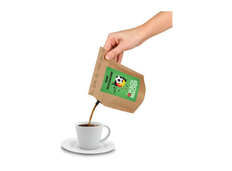 Geschenkartikel / Präsentartikel: Fußball-EM Team Deutschland Wachmacher, wiederverwendbarer Brühbeutel mit Fairtrade Kaffee Werbeartikel