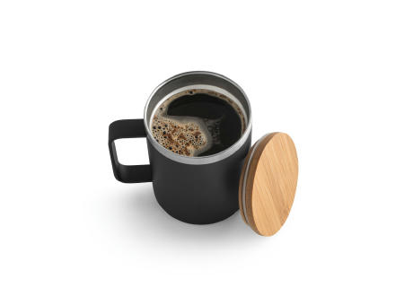 Product image LAUDA. Becher aus 90% recyceltem Edelstahl mit Bambusdeckel 420 mL bedrucken