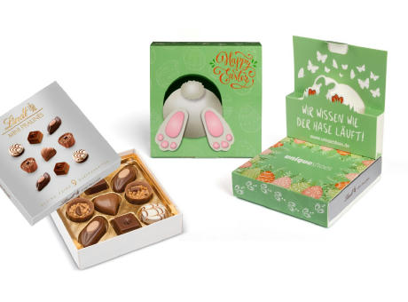 Product image Lindt Mini Pralinés in Oster Pop-Up Kartonage bedrucken