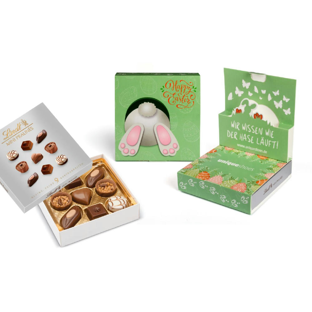 Product image Lindt Mini Pralinés in Oster Pop-Up Kartonage Werbeartikel
