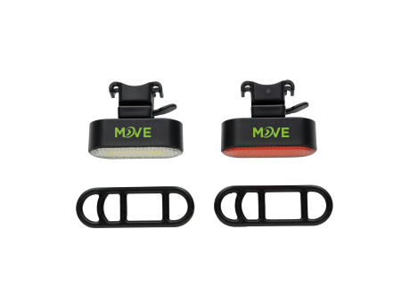 Lumino USB Fahrradlicht-Set aus RCS recyceltem Kunststoff Werbeartikel