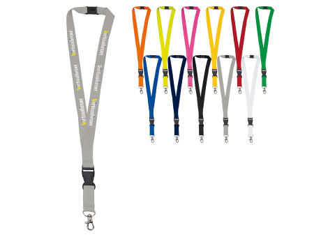 Polyester-Schlüsselband 20mm mit Schnalle und Haken bedrucken