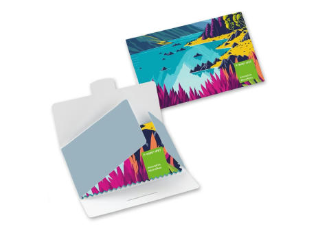 Product image POLYCLEAN rPET Brillenputztuch 18x18 cm im Papieretui, All-Inclusive-Paket Werbeartikel