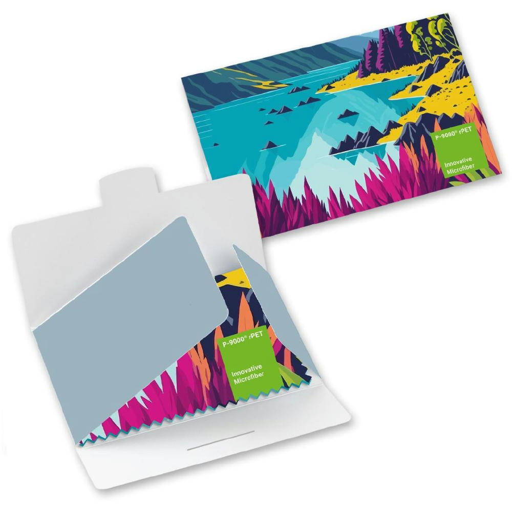 Product image POLYCLEAN rPET Brillenputztuch 18x18 cm im Papieretui, All-Inclusive-Paket Werbeartikel