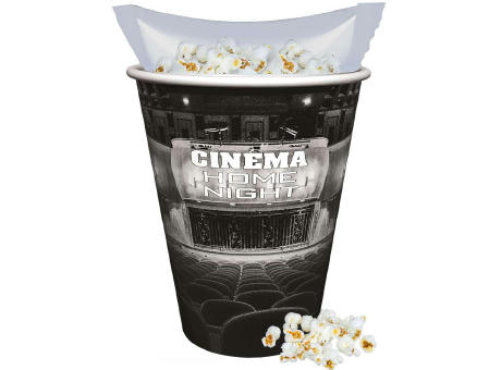 Popcorn süß, ca. 20g, Snackbecher Maxi mit Maxi Tüte Werbeartikel
