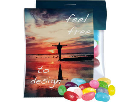 Jelly Beans sauer-Mix, ca. 15g, Express Midi-Tüte mit Werbereiter Werbeartikel