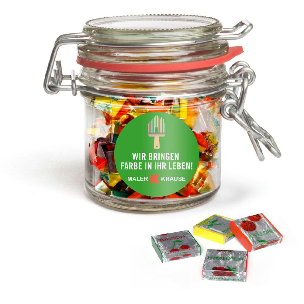 Product image Fruchtkaramellen im Nostalgie Glas Werbeartikel