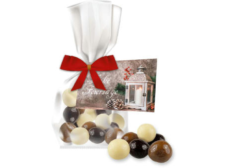 Product image Knusperkugeln-Mix, ca. 30g, Express Flachbeutel Maxi mit Schleife mit Werbekarte bedrucken