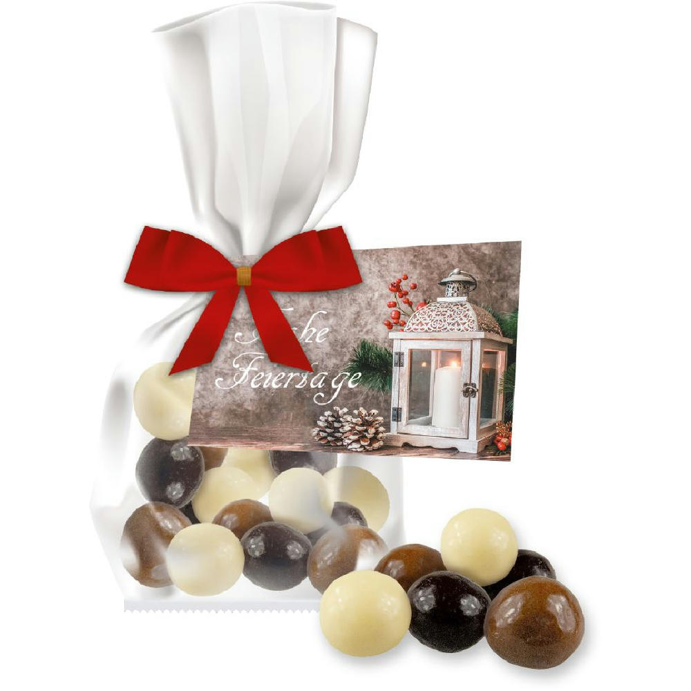 Product image Knusperkugeln-Mix, ca. 30g, Express Flachbeutel Maxi mit Schleife mit Werbekarte Werbeartikel