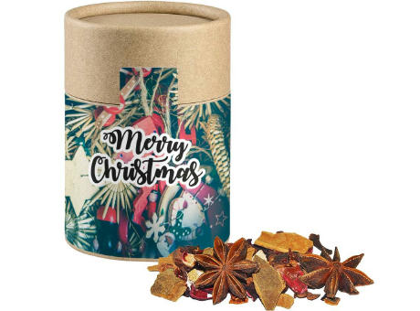 Glühweingewürz grob, ca. 45g, Kraftpapierdose Midi Werbeartikel