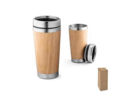 Product image PIETRO. Reisebecher aus Bambus und Edelstahl 500 ml bedrucken