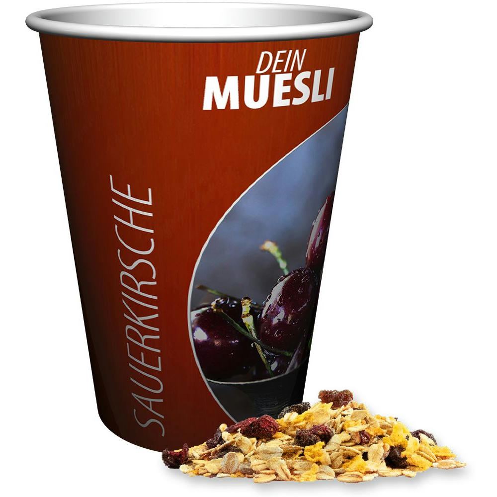 Product image Müsli Sauerkirsche, ca. 50g, Snackbecher Maxi Werbeartikel