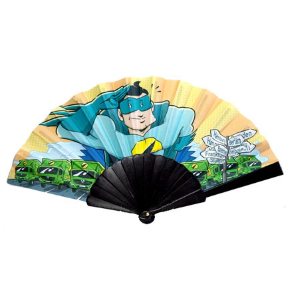 Plastik Stoff Fächer - vollflächiger Druck Werbeartikel