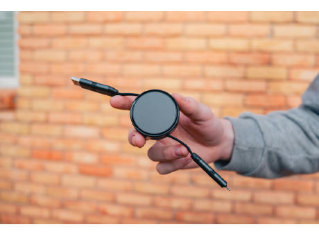 Terra aufrollbares 6-in-1 45W-Kabel aus RCS recyc. Aluminium Werbeartikel