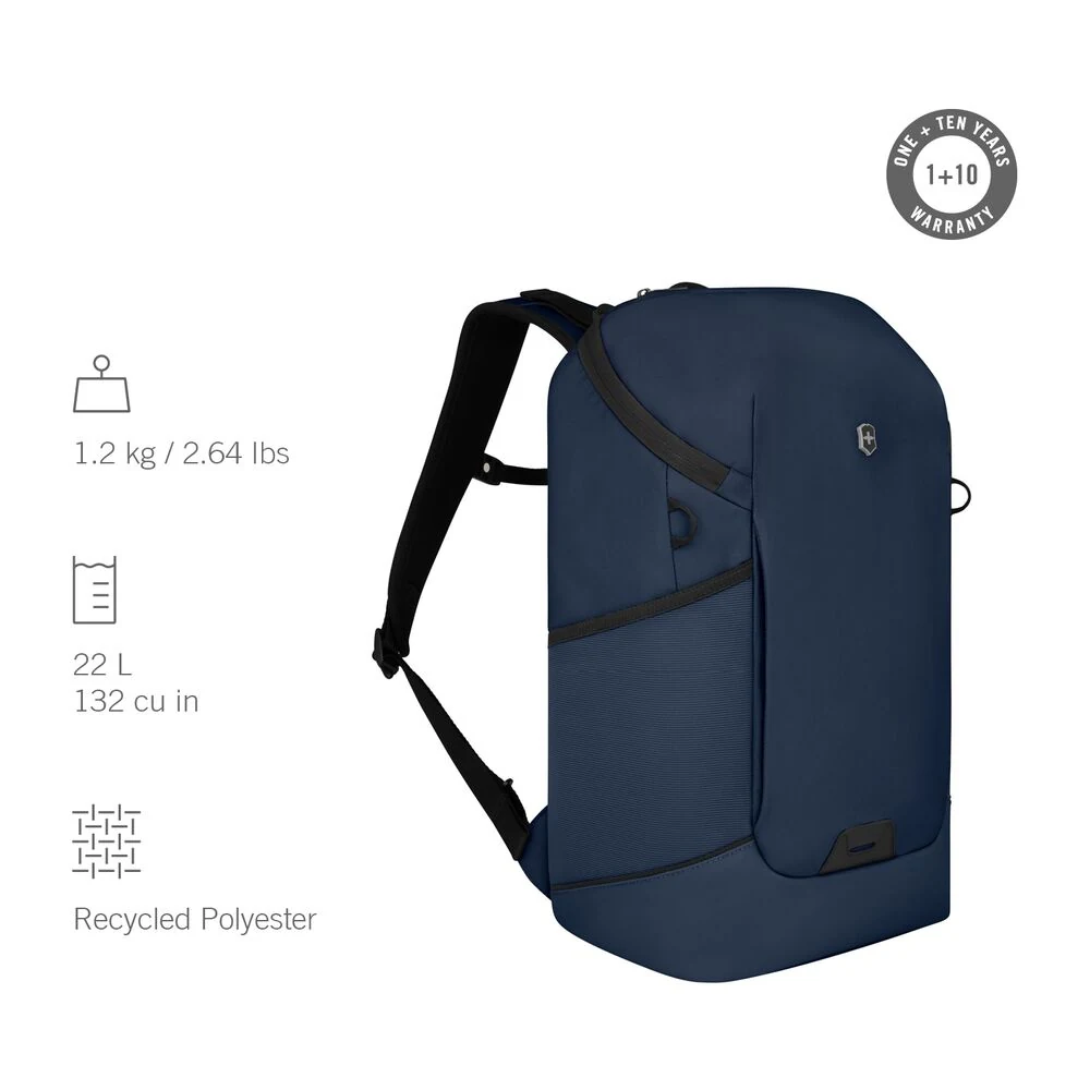 Victorinox Altmont Modern Commuter Backpack Navy, 22 Liter und 1,2 kg aus rPET – Infografik zum Victorinox Altmont