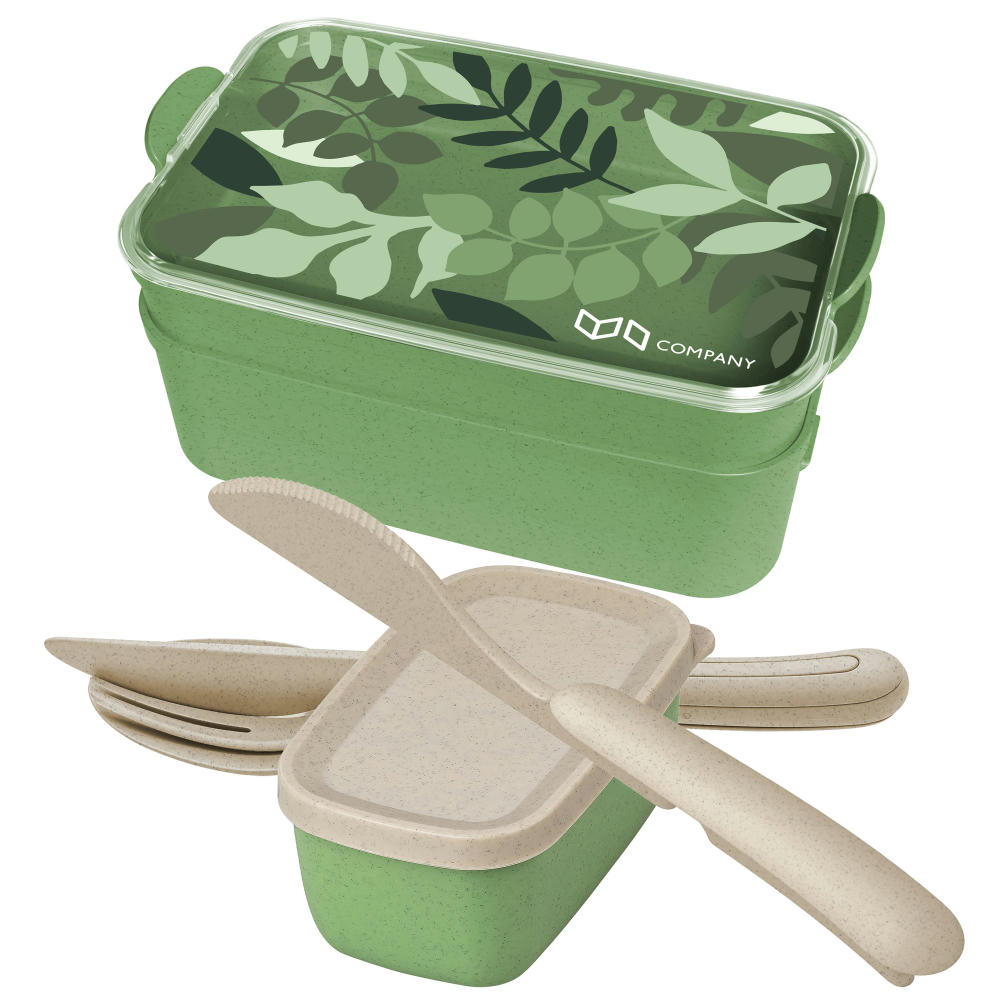 Koziol STAKK BENTOBOX READY Bentobox 2l+Liquidsafe Box+Besteckset Werbeartikel