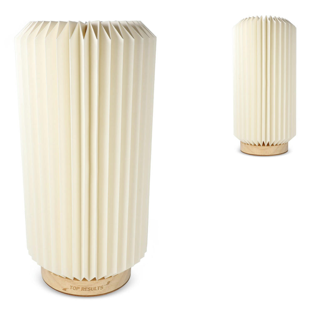 Coollux faltbare Papier-LED-Lampe Aurora Tall auf Holzsockel, 32cm Werbeartikel