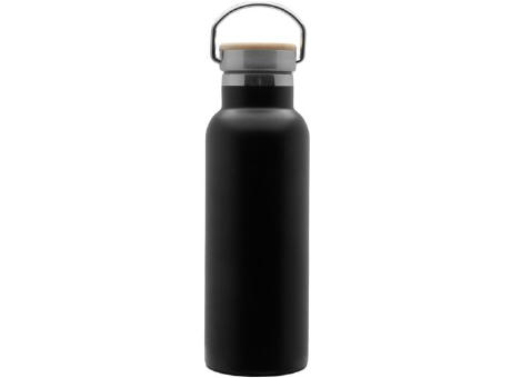 Product image Doppelwandige Flasche 'Arima', schwarz, Bambusdeckel, 500ml Werbeartikel