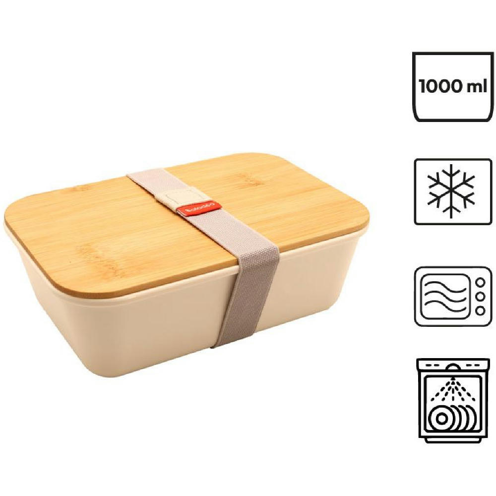 Product image Bento 'Ikoma', weiss, mit Bambusdeckel Werbeartikel