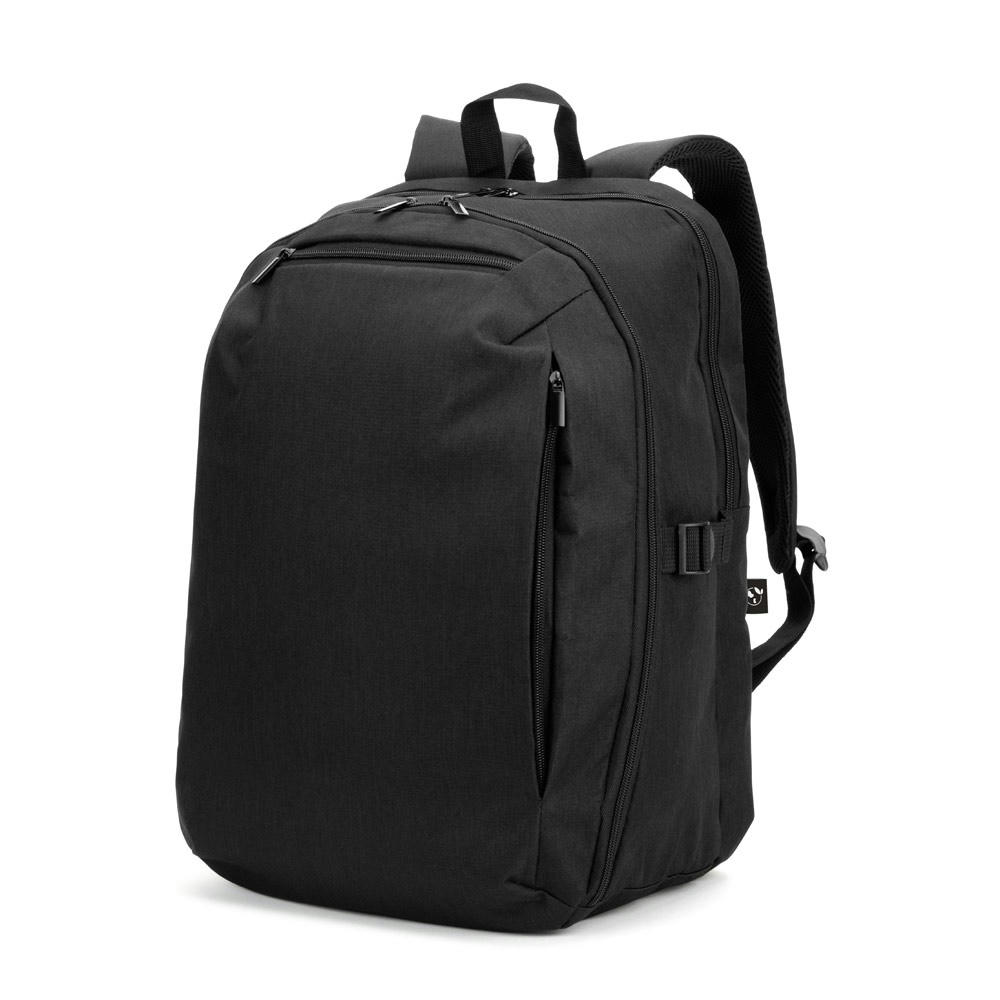Product image UDINE. Rucksack mit komplett öffnendem Fach aus recyceltem 300D Polyester, 16" Werbeartikel