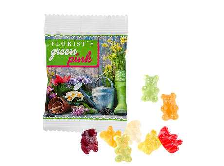 Fruchtgummi STANDARD 10 g, VEGAN im kompostierbaren Tütchen Werbeartikel
