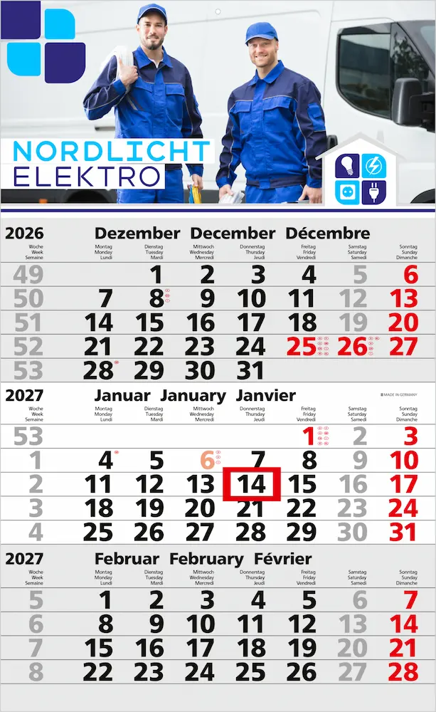 3-Monatskalender Solid 3 Bestseller (Einblatt)