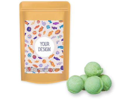 Waldmeister-Brause Bonbons, ca. 80g, Standbeutel Midi Werbeartikel