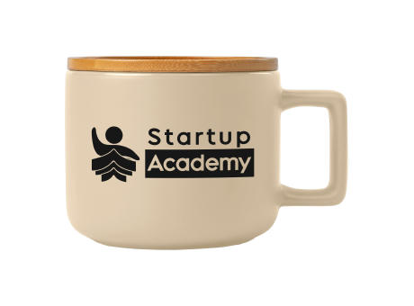 Product image Café Virtuoso - 355 ml Keramiktasse mit Bambus-Deckel Werbeartikel