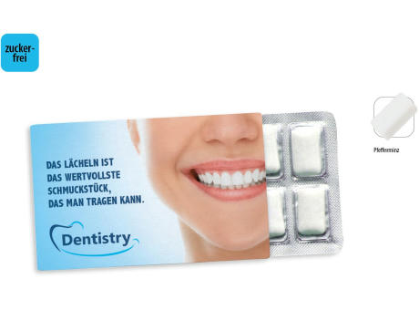 Product image Kaugummi zuckerfrei Blister 12er im Schuber, 12 Stück im Blister, Inhalt: Kaugummi Blister (12er) Werbeartikel