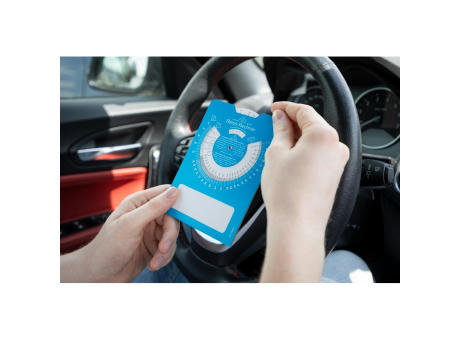 Papp-Parkscheibe "Reise-Rechner" Werbeartikel