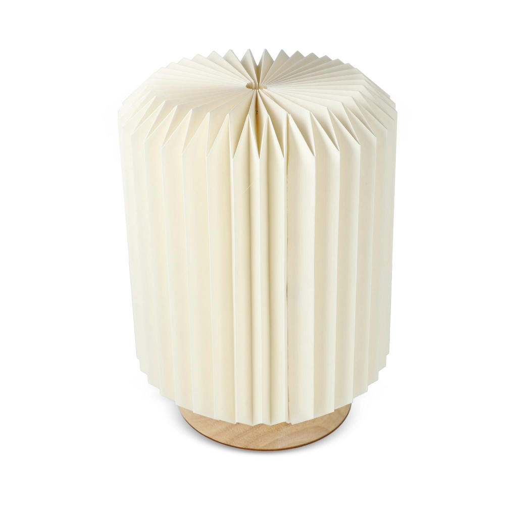 Coollux faltbare Papier LED-Lampe Aurora auf Holzsockel, 22cm Werbeartikel
