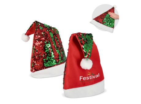 Zweifarbige Pailletten-Weihnachtsmütze Werbeartikel