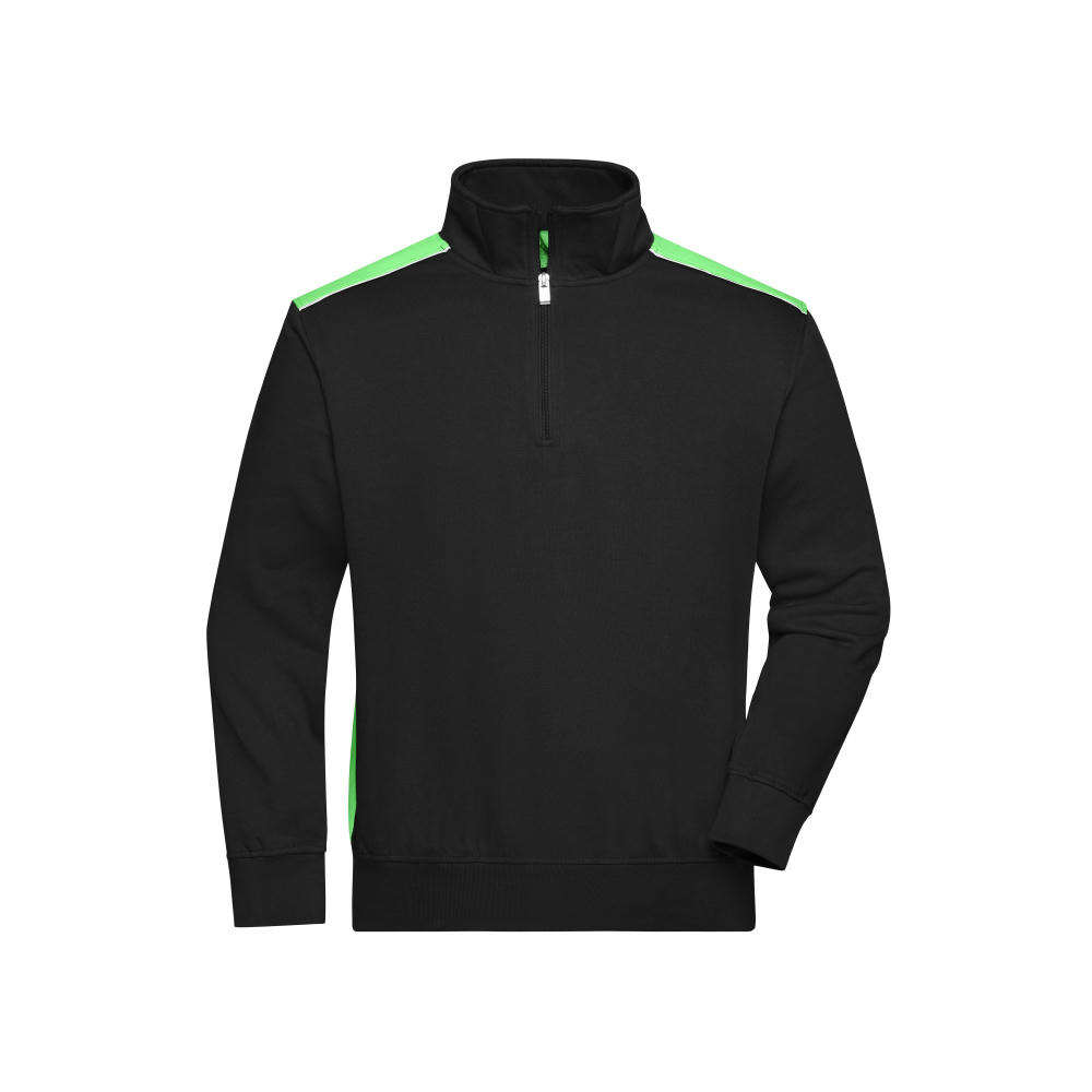 Workwear Half-Zip Sweat - COLOR - - Sweatshirt mit Stehkragen, Reißverschluss und Kontrasteinsätzen Werbeartikel