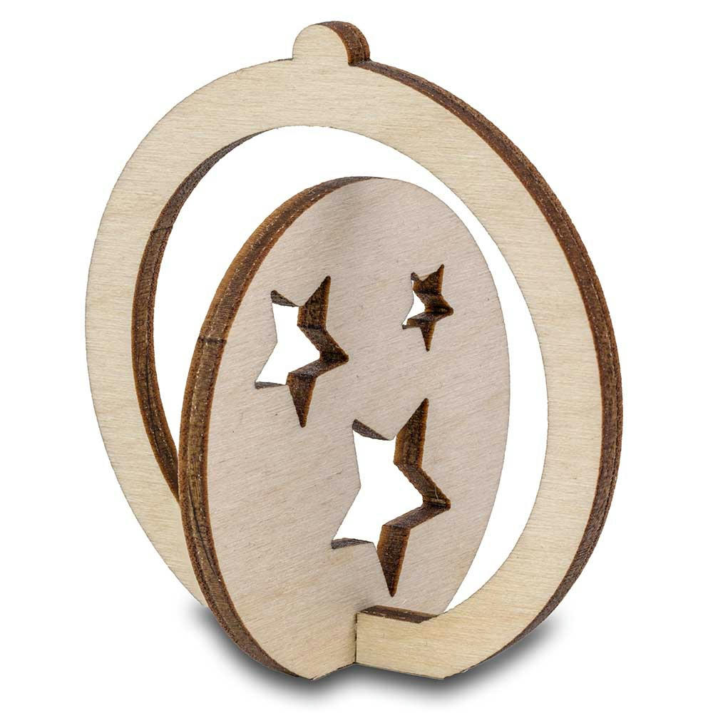 Holzfiguren-Karte - Weihnachtskugel Werbeartikel