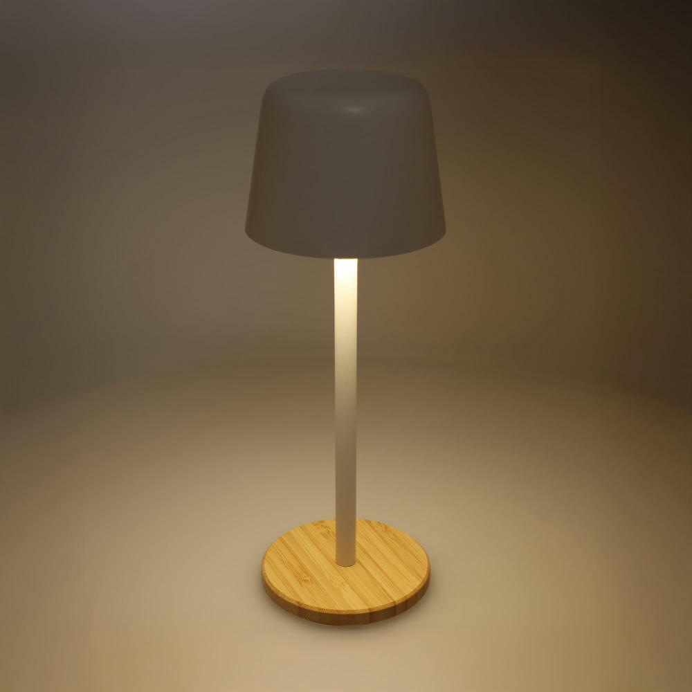 Solis Dimmbare Tischlampe mit Bambusfuß Werbeartikel