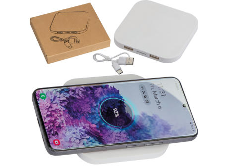 Kabelloses Ladegerät mit 2 USB Ports Werbeartikel