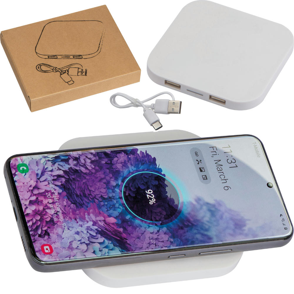 Product image Kabelloses Ladegerät mit 2 USB Ports Werbeartikel