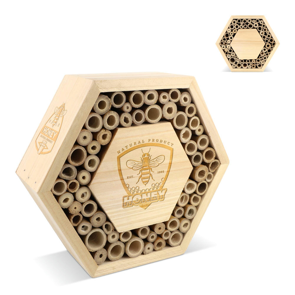 Product image Bienenhaus aus FSC-Holz, sechseckig Werbeartikel