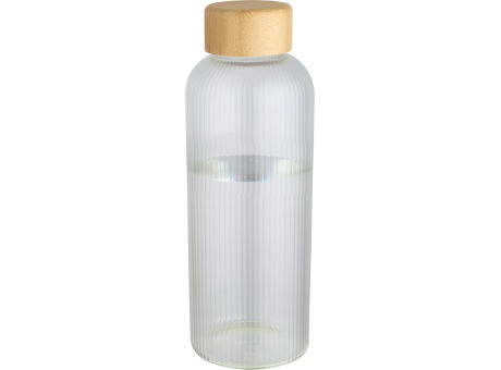 Mirage 650 ml einwandige Trinkflasche aus Borosilikatglas mit Bambusdeckel Werbeartikel