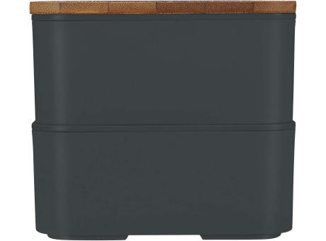 Doppel-Lunchbox mit Bambus-Schneidebrett und Besteck Werbeartikel