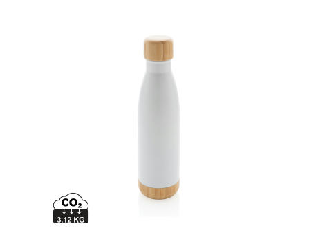 Product image Vakuum Edelstahlfasche mit Deckel und Boden aus Bambus Werbeartikel